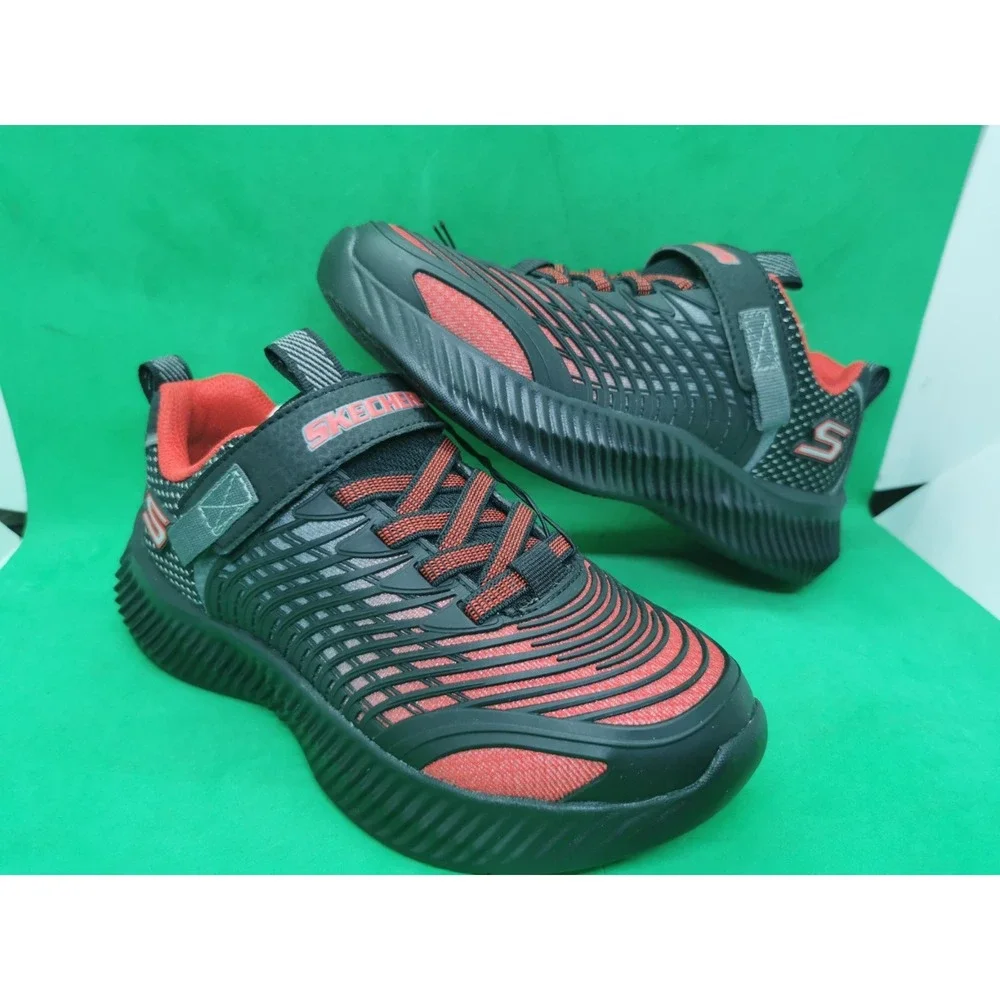 Skechers Boys Comfortable Sneakers -Black/Red - Size 2 Little Kid New